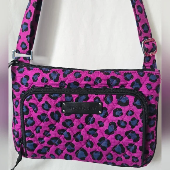Vera Bradley Little Hipster Crossbody Bag African Violet Leopard Print Bag Purse - Picture 1 of 10